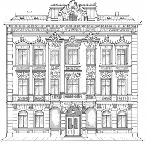 Elegant Building Facade Line Art Designs