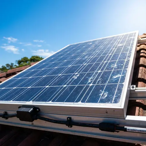 Detailed Solar Panel View under Clear Blue Sky