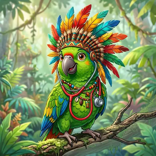 Fantasy Parrot Character Inspired by Amazon Culture