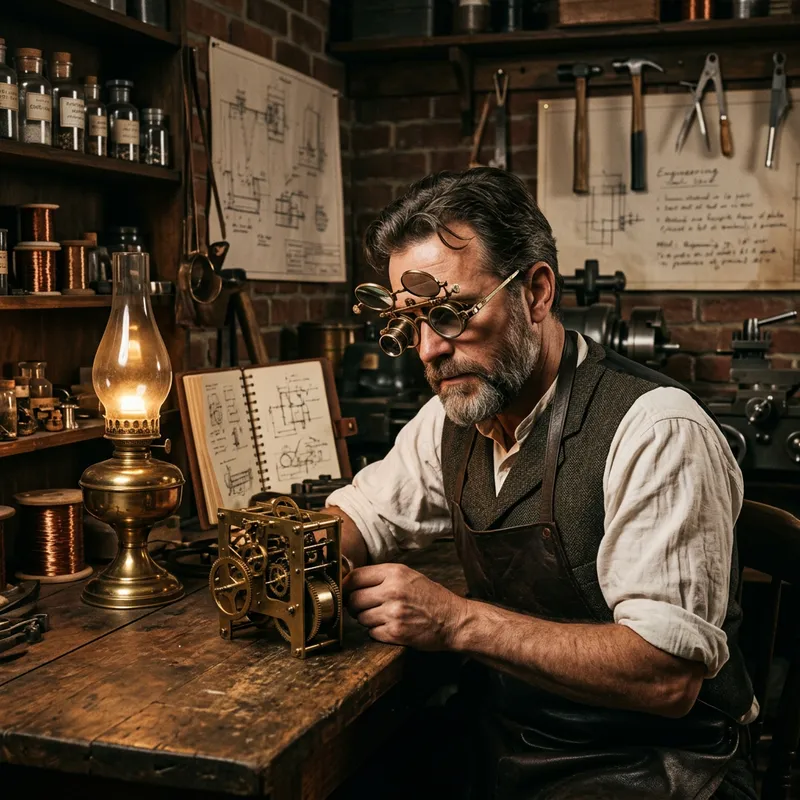 Victorian Inventor with Technical Glasses