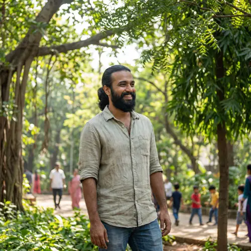 Confident Indian Man in Tranquil Setting