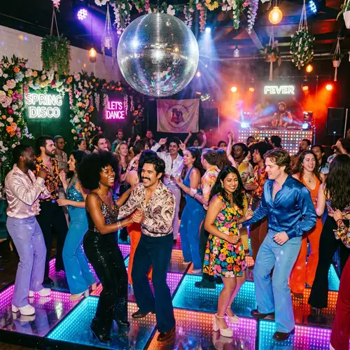 Lively Disco Spring Dance Party Celebration