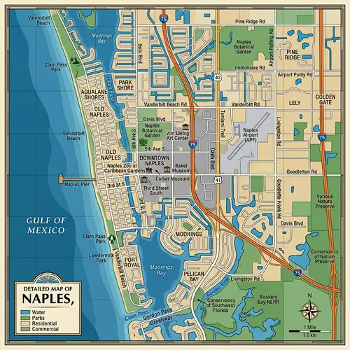 Detailed Map of Naples Florida - Landmarks & City Layout
