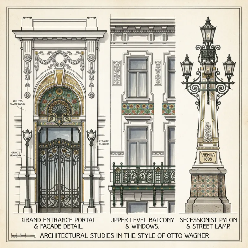 Geometric Architectural Design Inspired by Otto Wagner