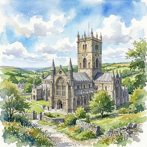 St. David's Cathedral Watercolor Painting