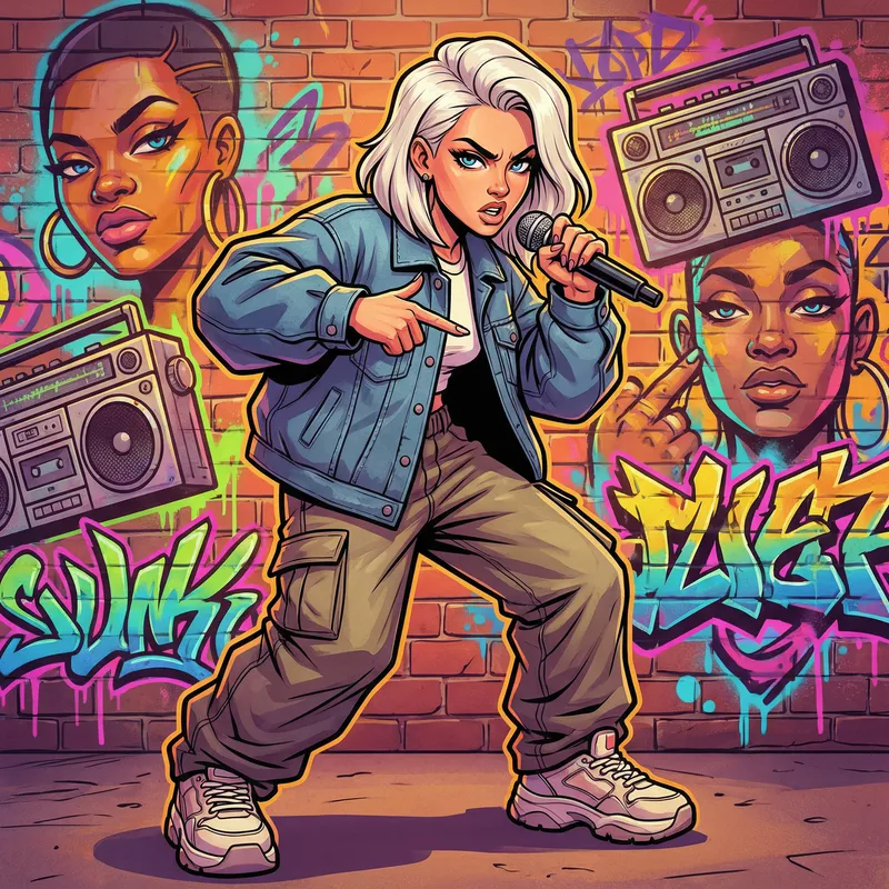 Blonde Female Rapper Illustration | Hip-Hop Art
