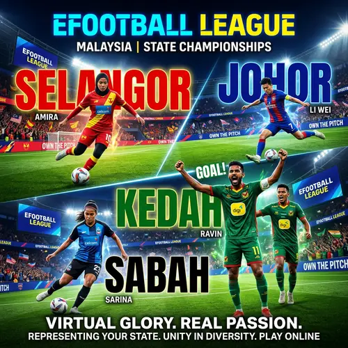 Malaysian Football League Poster with Diverse Players for Efootball League