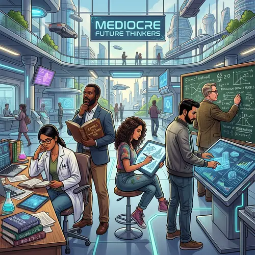 Mediocre Future Thinkers Illustration: Diverse Group In Deep Thought