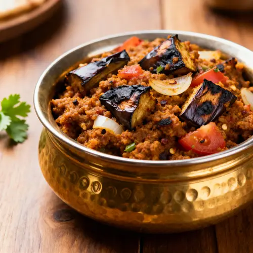 Baingan Bharta Recipe in a Brass Pot