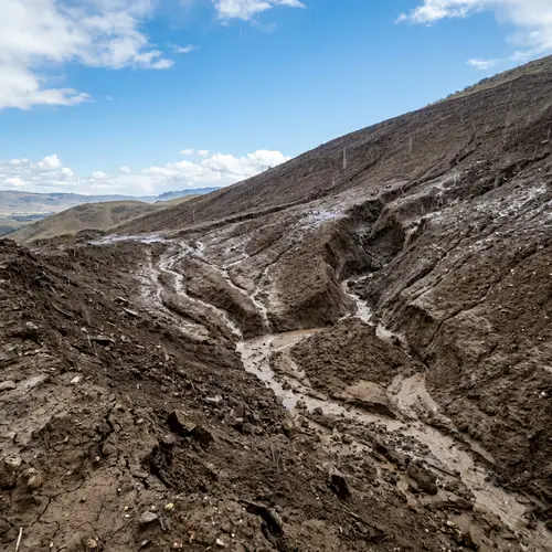 Vivid Soil Erosion Illustration in Simplified Slope Environment
