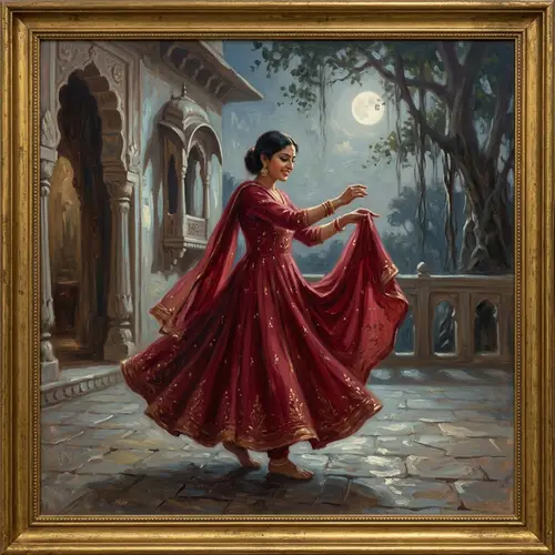 Woman and Invisible Man Dancing Under Moonlight Art Style