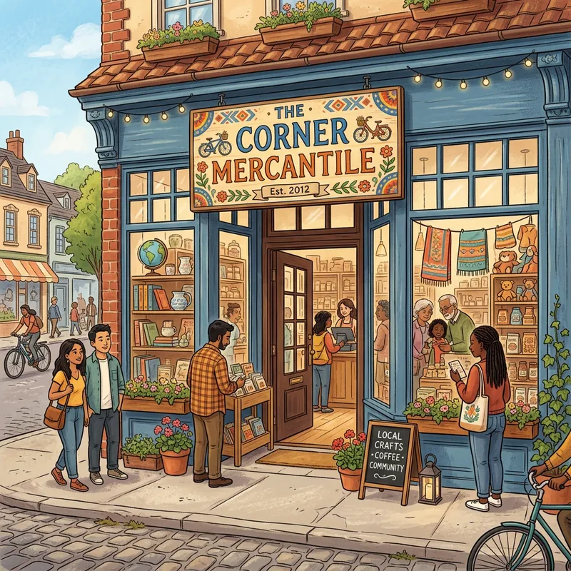 Unique Small Business Storefront with Diverse Shoppers Unique Small Business Storefront with Diverse Shoppers