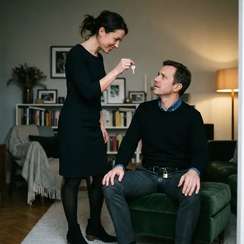 Cuckold Mistress Teases with Chastity Belt