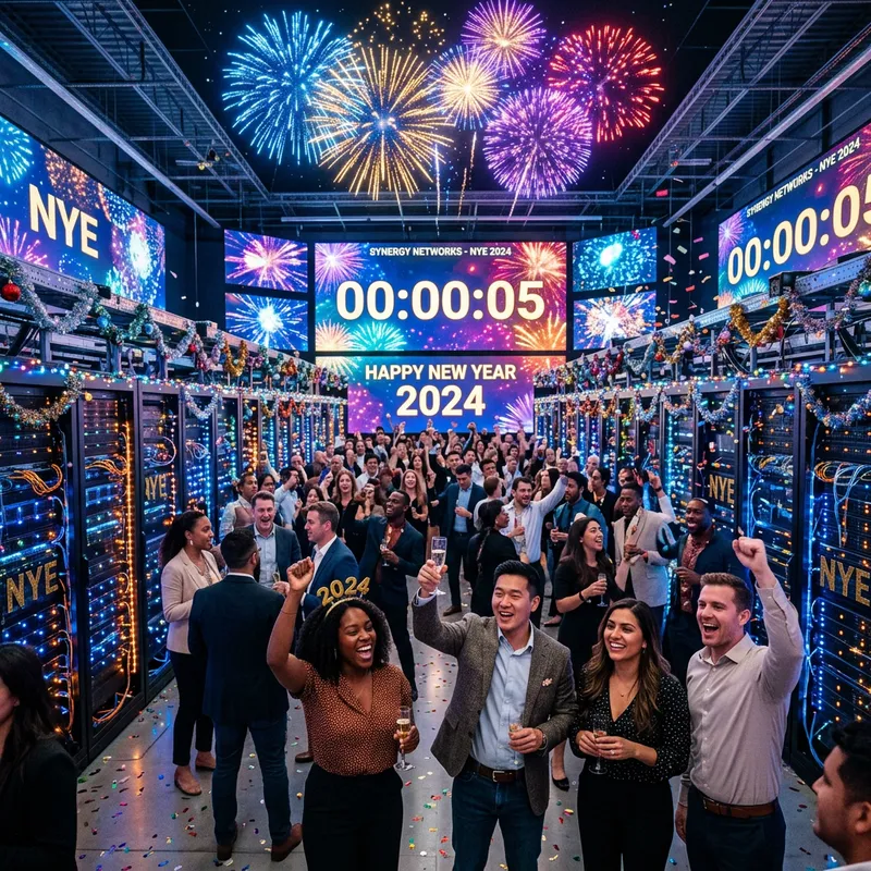 New Year IT: Diverse People and High-Tech Celebration New Year IT: Diverse People and High-Tech Celebration