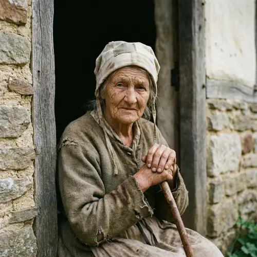 15th Century Wise Woman in Tattered Clothes
