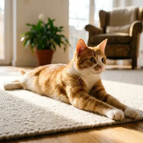 Tranquil Domestic House Cat Basking in Sunlight