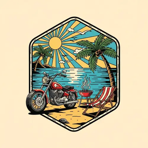 Old School Tattoo T-Shirt Design with Beach Theme