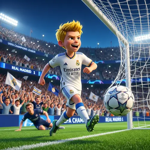 Young Boy Scores Goal in Real Madrid Jersey | Champions League