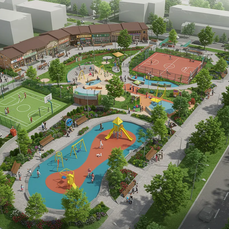 Multifunctional Community Park: Family Fun & Activities
