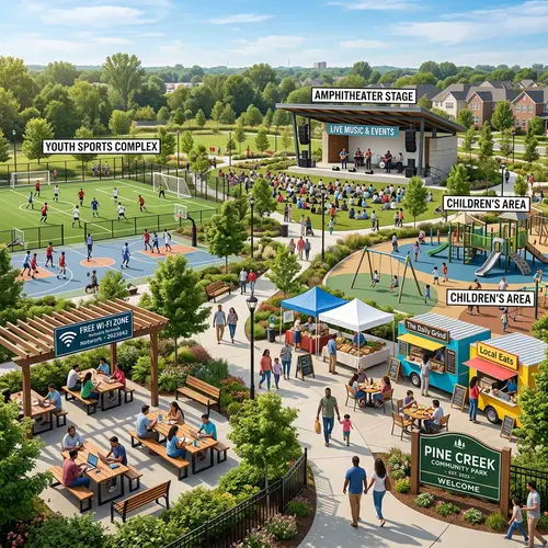 Multifunctional Community Park: Family Fun & Activities