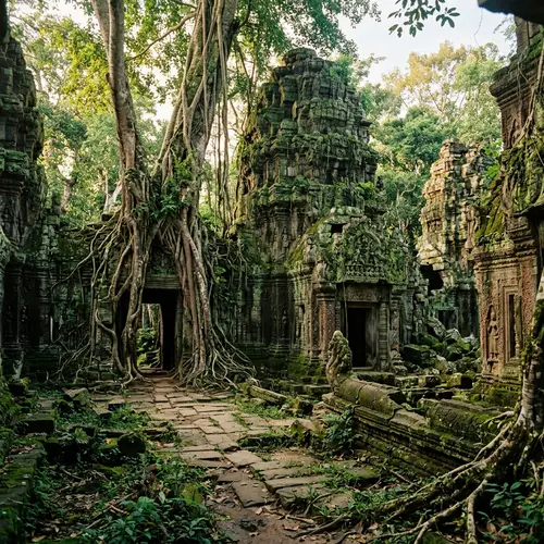 Abandoned City: Nature Reclaims Ruins and Temples