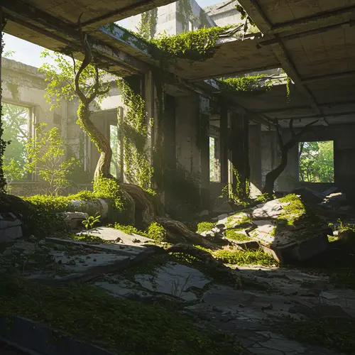 Abandoned City: Nature Reclaims Ruins and Temples