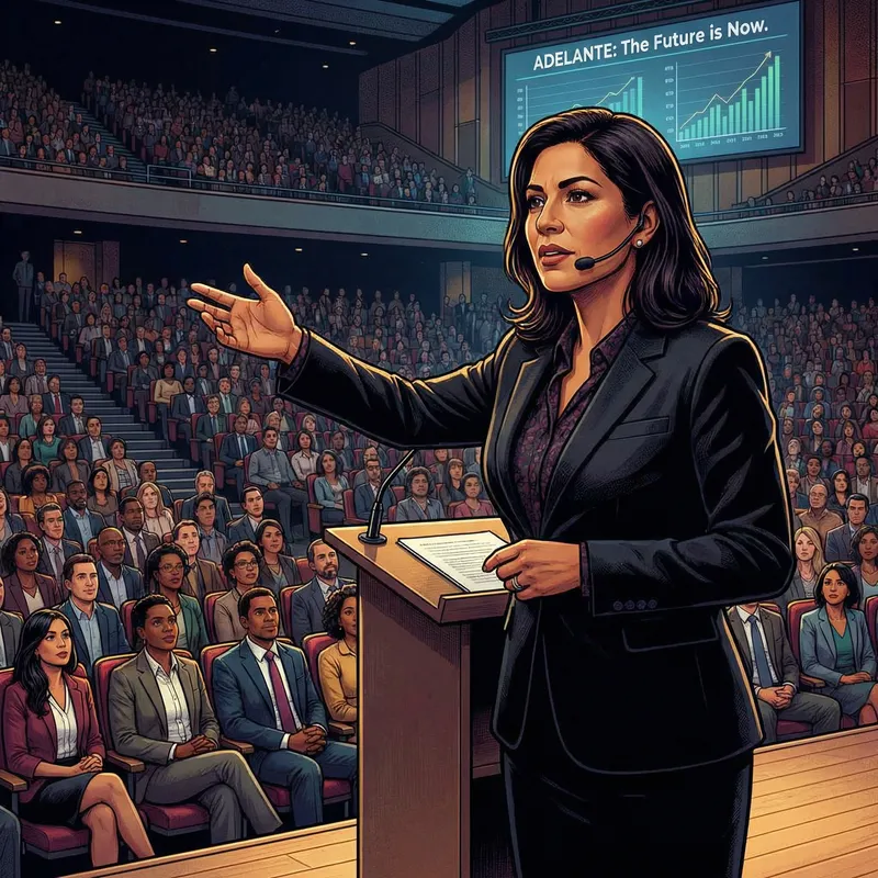 Inspirational Businesswoman Engaging Audience at Auditorium Event