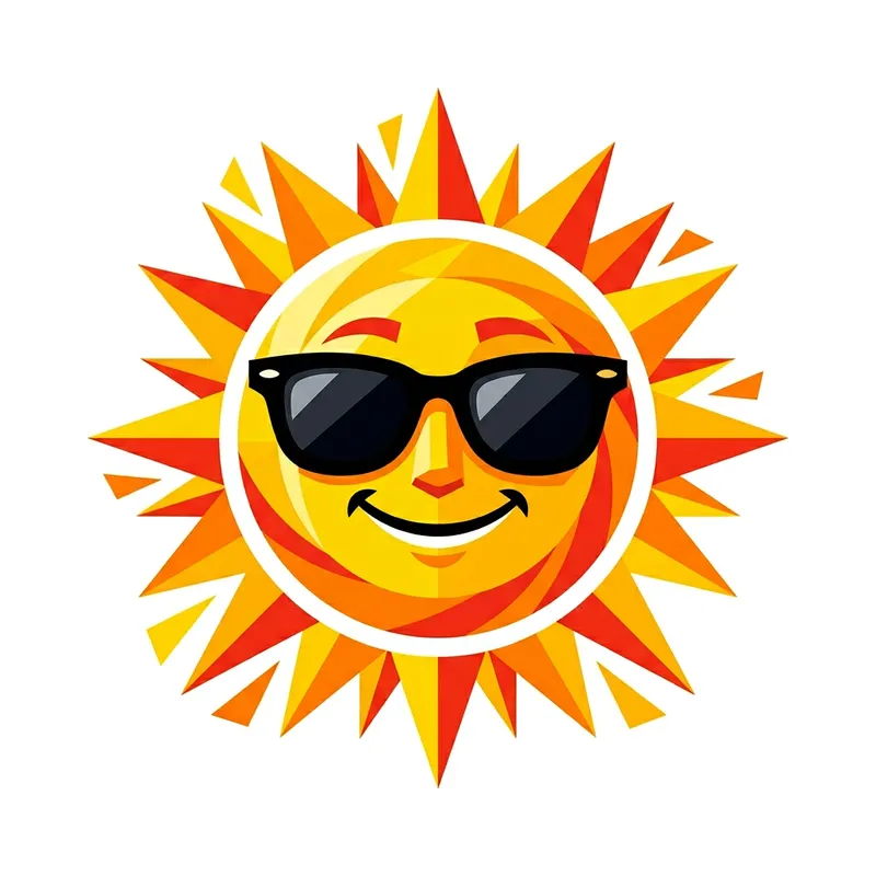 Modern Geometric Sunglasses Icon | Creative Smiling Sun