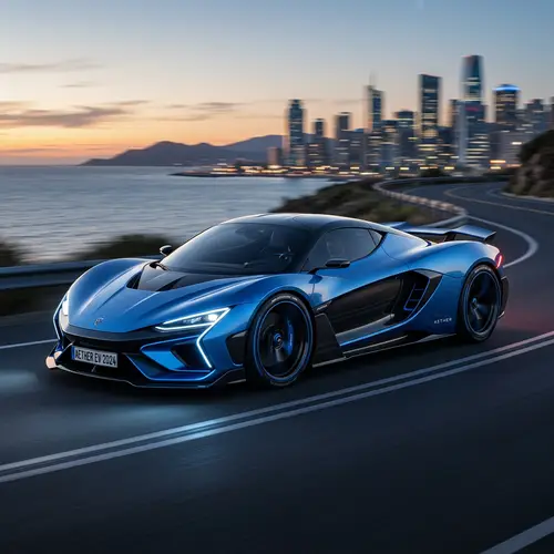 Futuristic Blue and Black Sports Car | Aerodynamic Design
