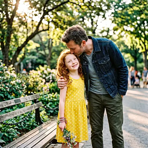 Heartwarming Scene: Man Kissing Girl on Cheek