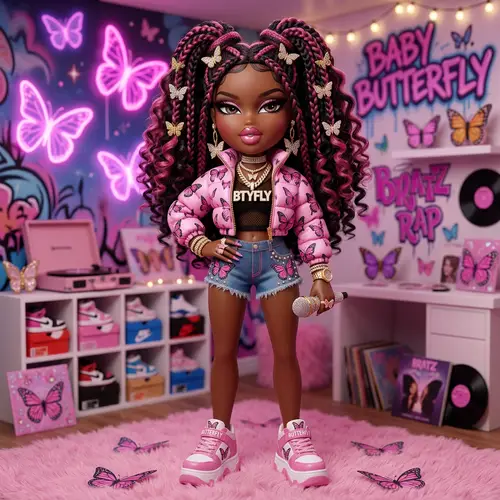 Realistic Black Female Bratz Doll - 3D Rendered Art