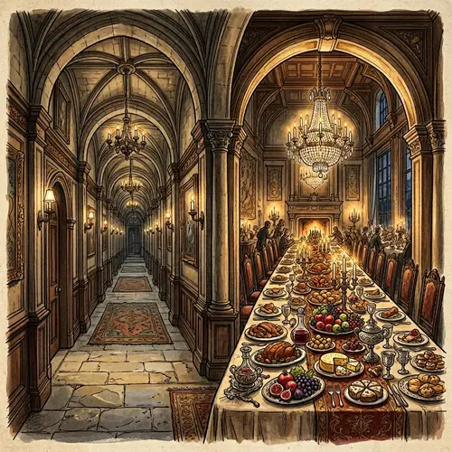 Endless Hallway to a Grand Dining Room