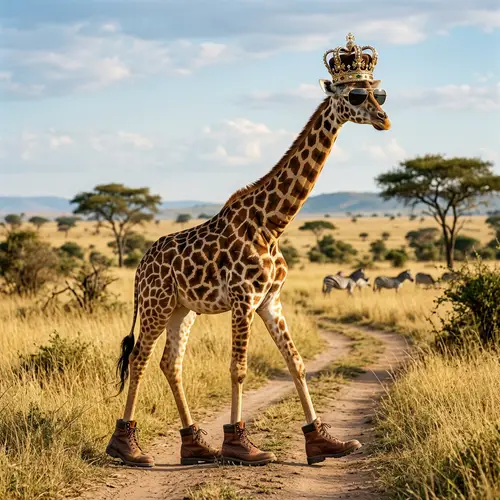 Tall Giraffe with Sunglasses, Crown & Boots