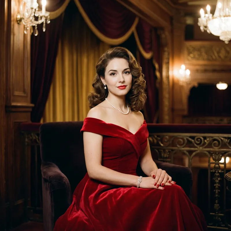 Elegant Brunette in Red Gown, Movie Star Look Elegant Brunette in Red Gown, Movie Star Look
