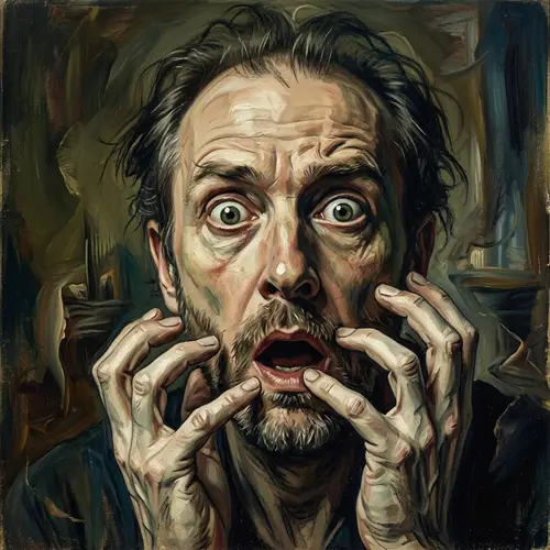 Surreal Portrait of a Surprised Caucasian Man with Eccentric Emphasis