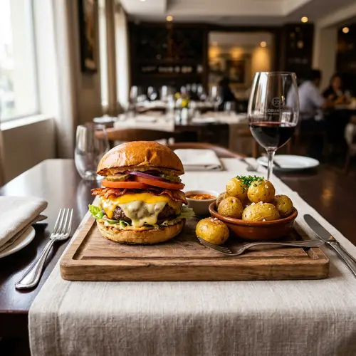 Delicious Cheeseburger and Colombian Fries