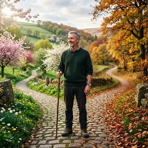 Man at Crossroads of Time: Reflecting on Past and Future