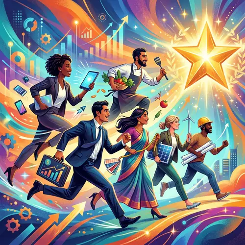 Diverse Successful Entrepreneurs | Dynamic Emblem of Success