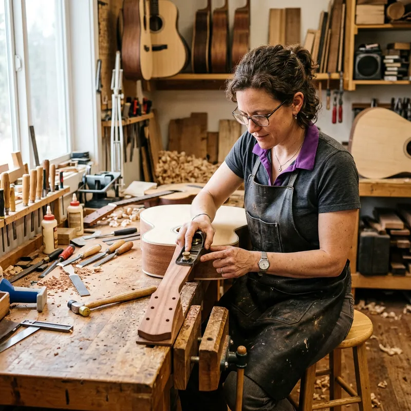 Crafting a Guitar with Precision | Purple and Grey Color Theme