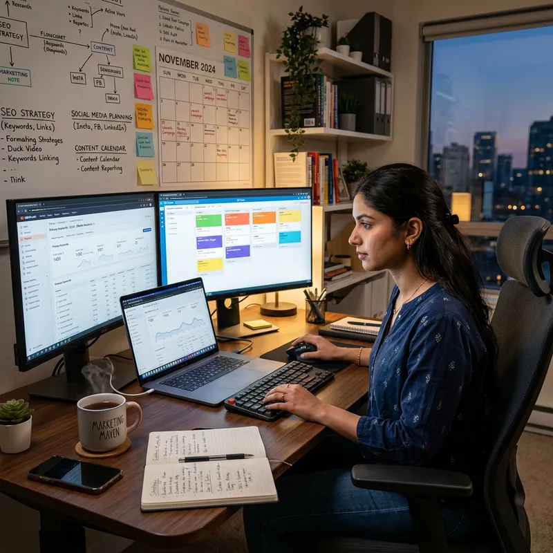 Digital Marketing Specialist at Work: Hyper-Realistic Scene