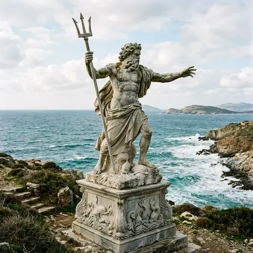 Majestic Poseidon Stone Sculpture: God of the Sea