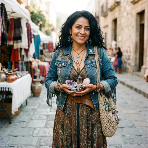 Boho Style Crystals: 40s Hispanic Woman