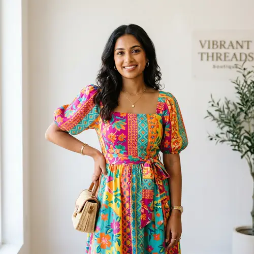 Stylish South Asian Woman for Clothing Boutique Profile