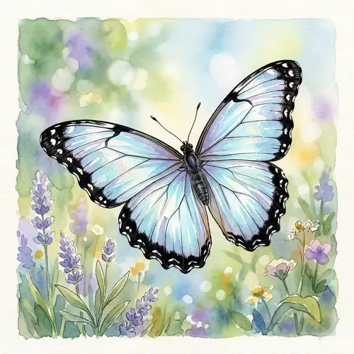 Nacreous Butterfly Illustration in Light Blue Tones