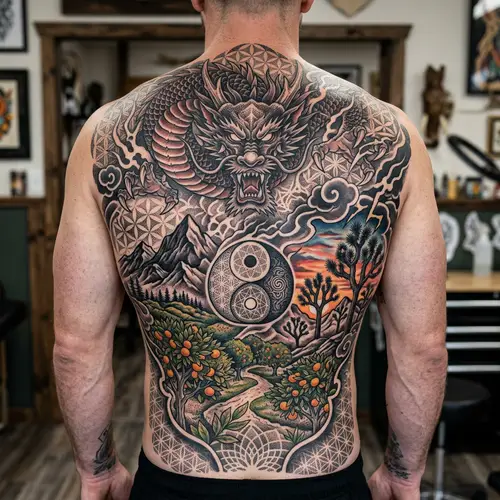 Intricate Dragon Tattoo Design for Back Art
