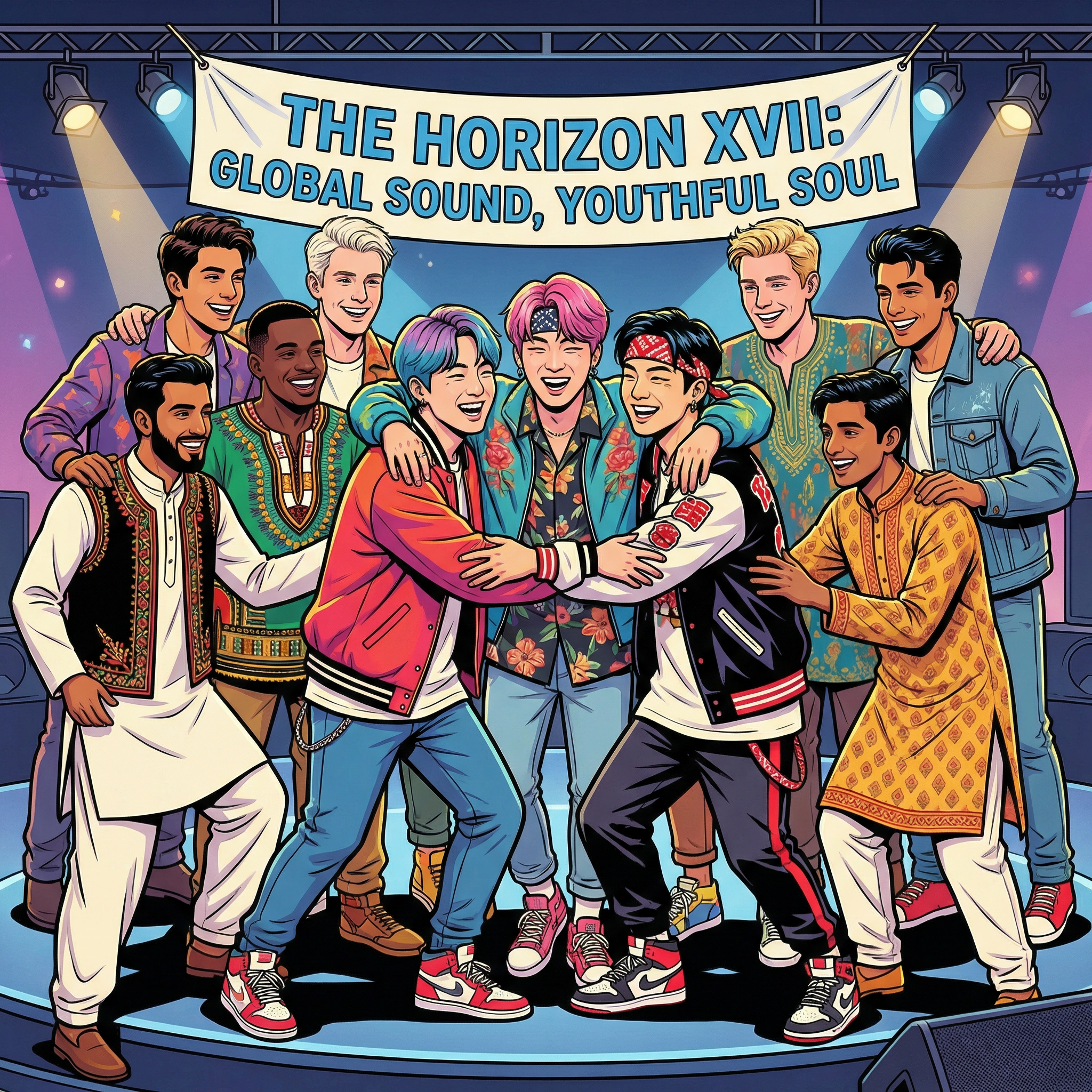 Discover Seventeen's Vibrant K-Pop Boygroup | AI Art Generator
