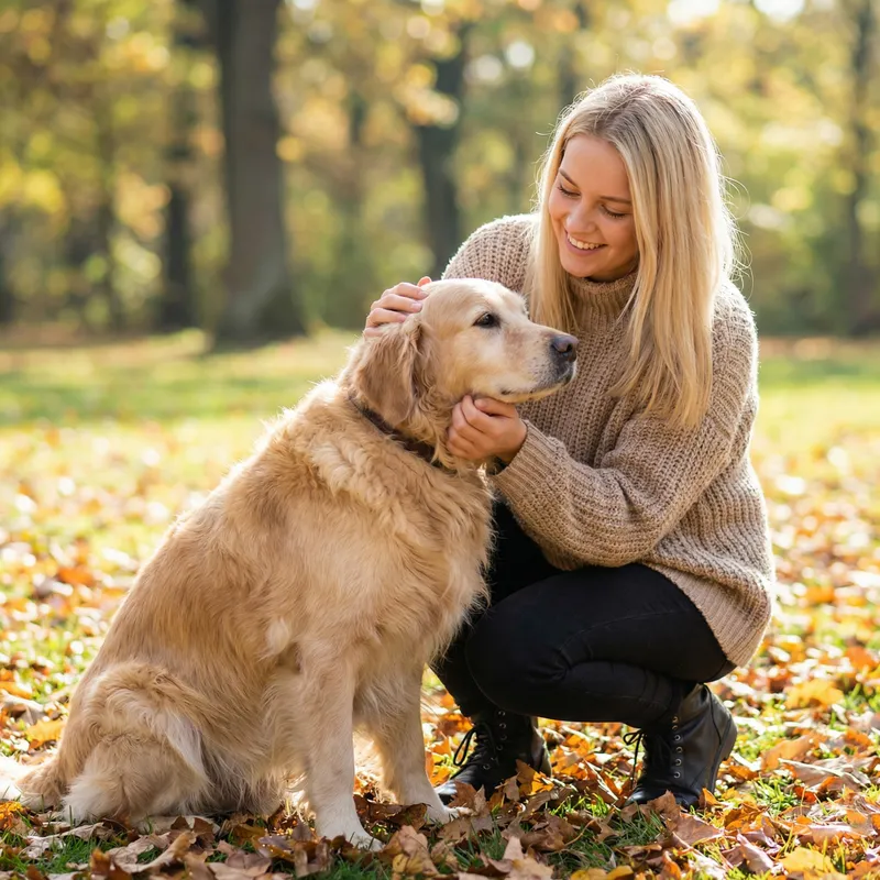 Stunning Portrait of a Young European Woman with Dog Stunning Portrait of a Young European Woman with Dog