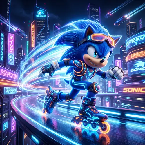 Sonic the Hedgehog in Futuristic Gear | Fast Adventurous Character