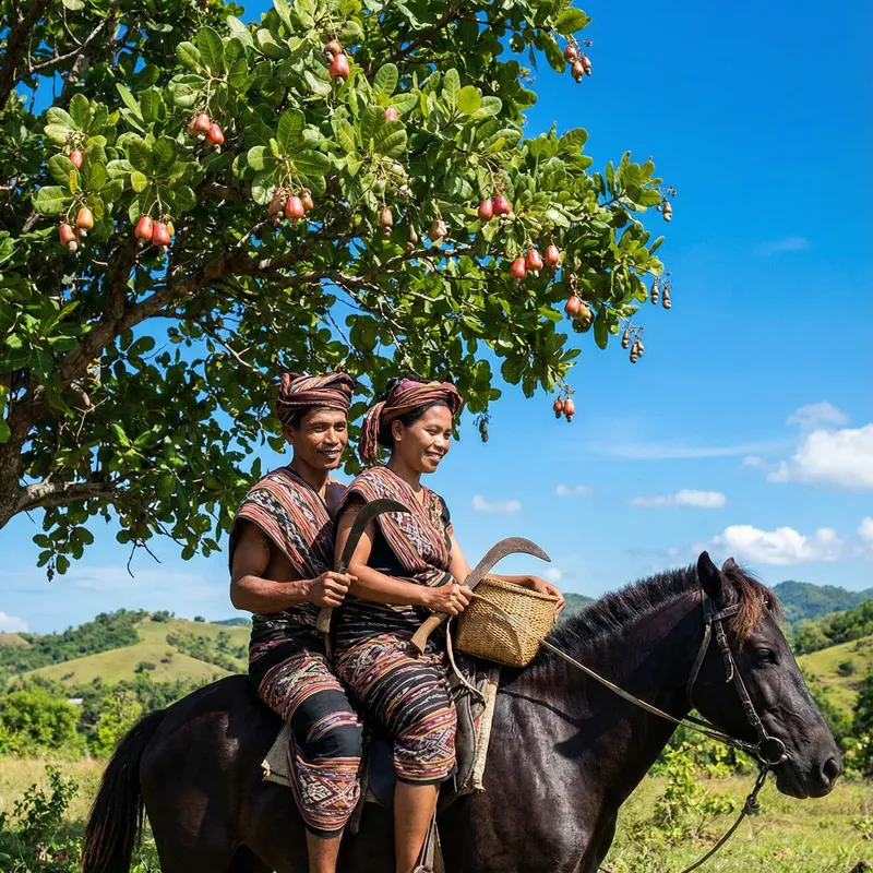 Traditional Sumbanese Couple Horseback Riding