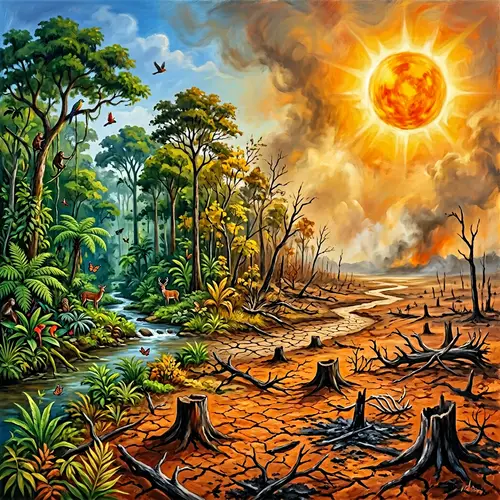 Abstract Global Warming Landscape: A Stark Warning